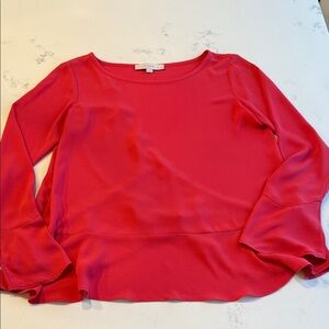 LOFT Red Ruffle Blouse